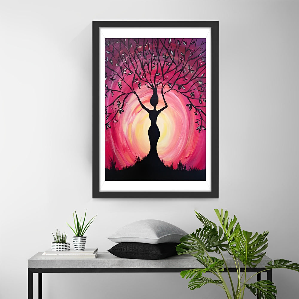 Femme aux Mains et aux Cheveux d'Arbre Broderie Diamant