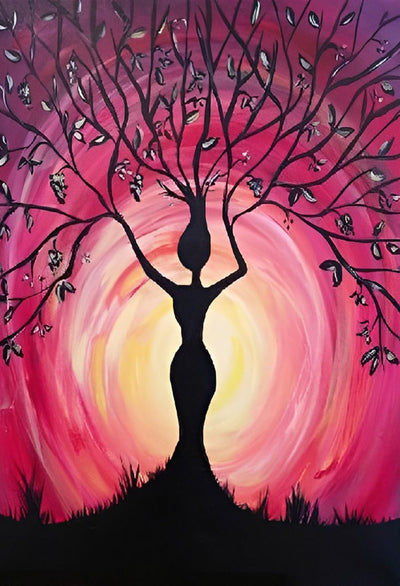 Femme aux Mains et aux Cheveux d'Arbre Broderie Diamant