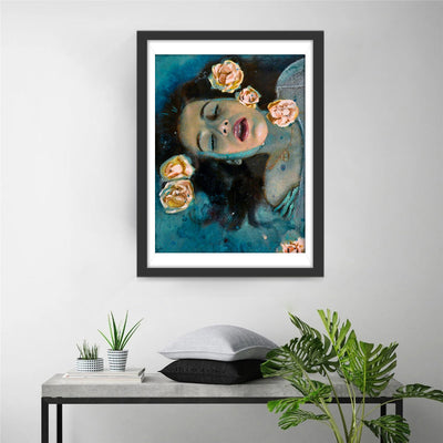 Femme dans l'Eau et Roses Broderie Diamant