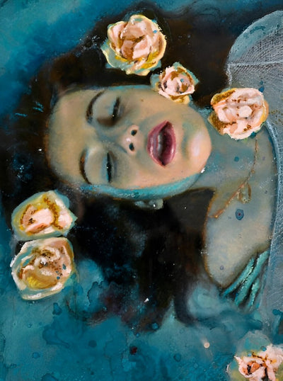 Femme dans l'Eau et Roses Broderie Diamant