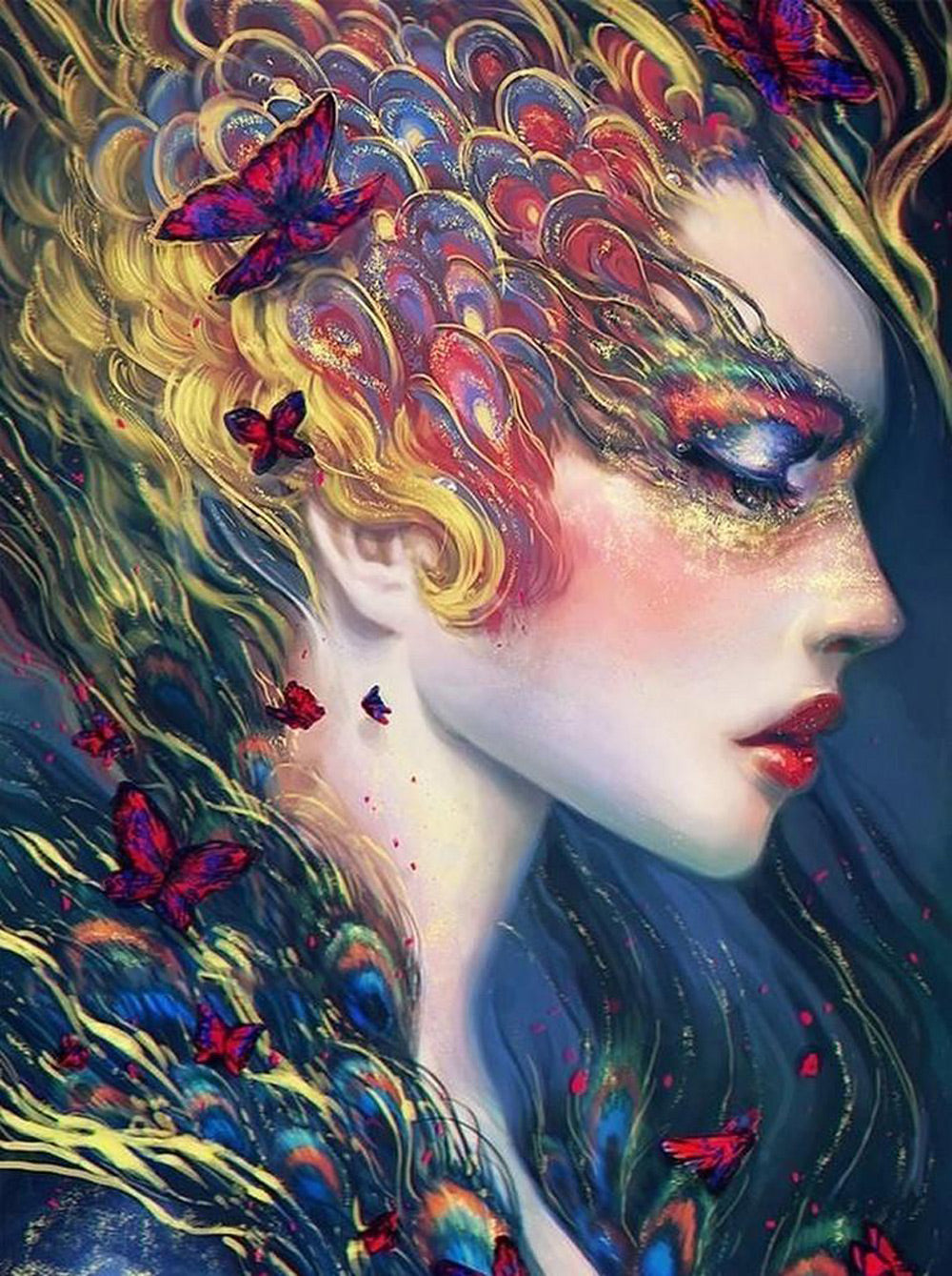 Femme Européenne avec Une Coiffure Elégante Broderie Diamant