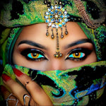 Femme Indienne en Sari Vert Broderie Diamant
