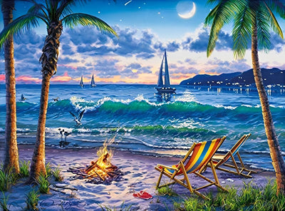 Feu de Joie sur Plage Broderie Diamant