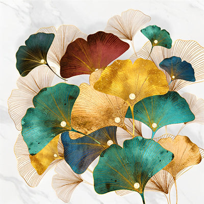 Feuilles de Ginkgo Muticolores Broderie Diamant
