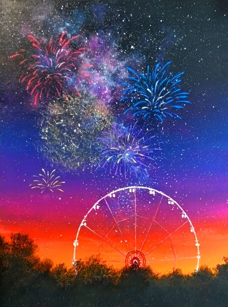Feux d'Artifice et Grande Roue Broderie Diamant