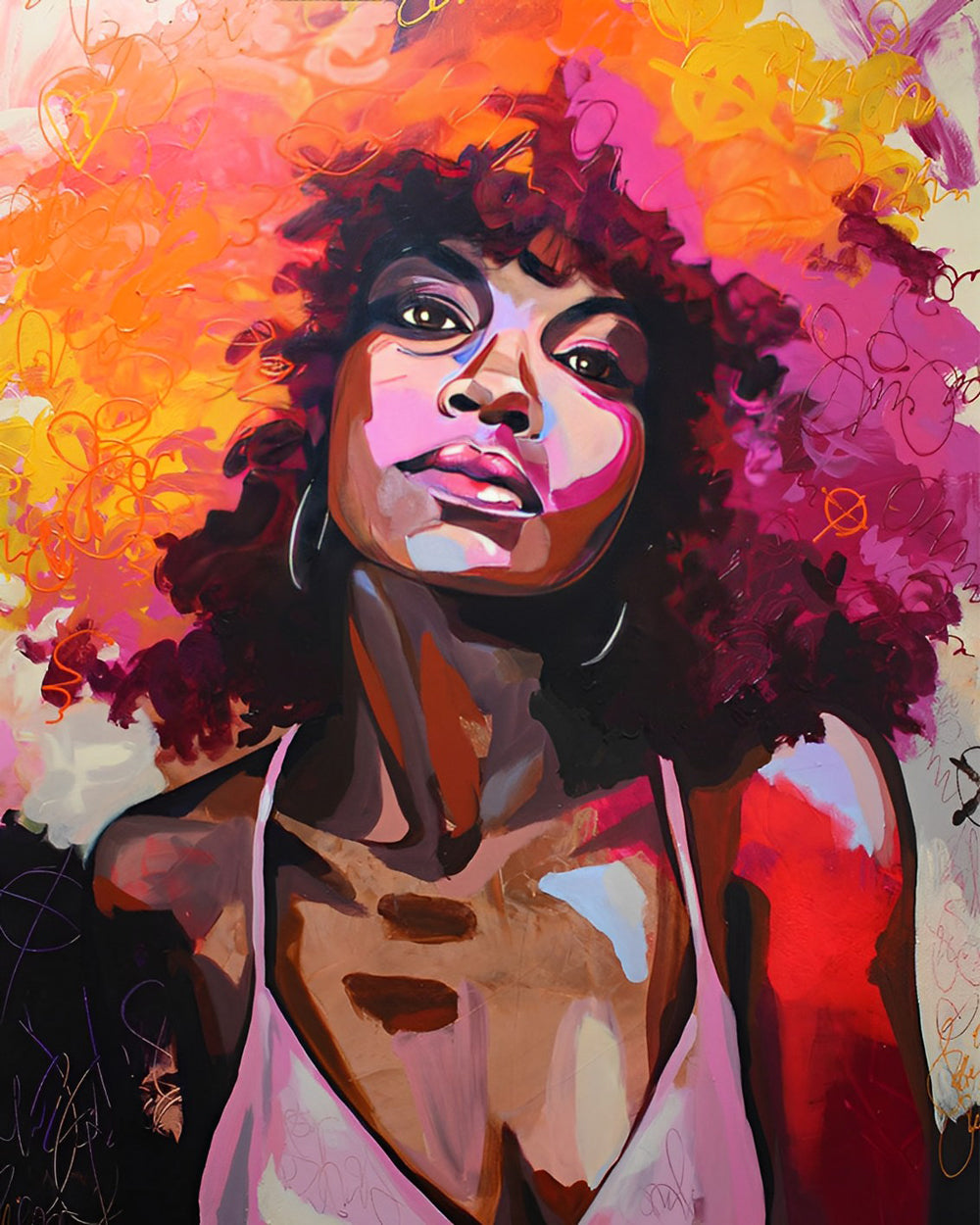 Fille de Coiffure Afro Broderie Diamant