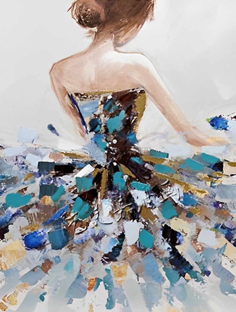 Fille en Robe Bleue Broderie Diamant