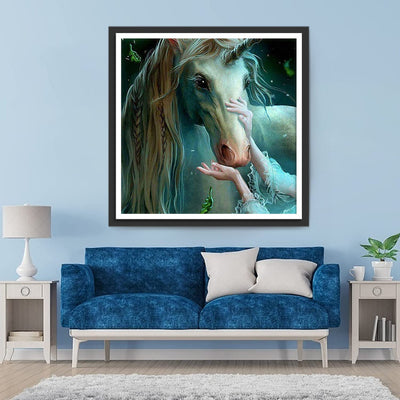Fille Flattant Licorne Broderie Diamant