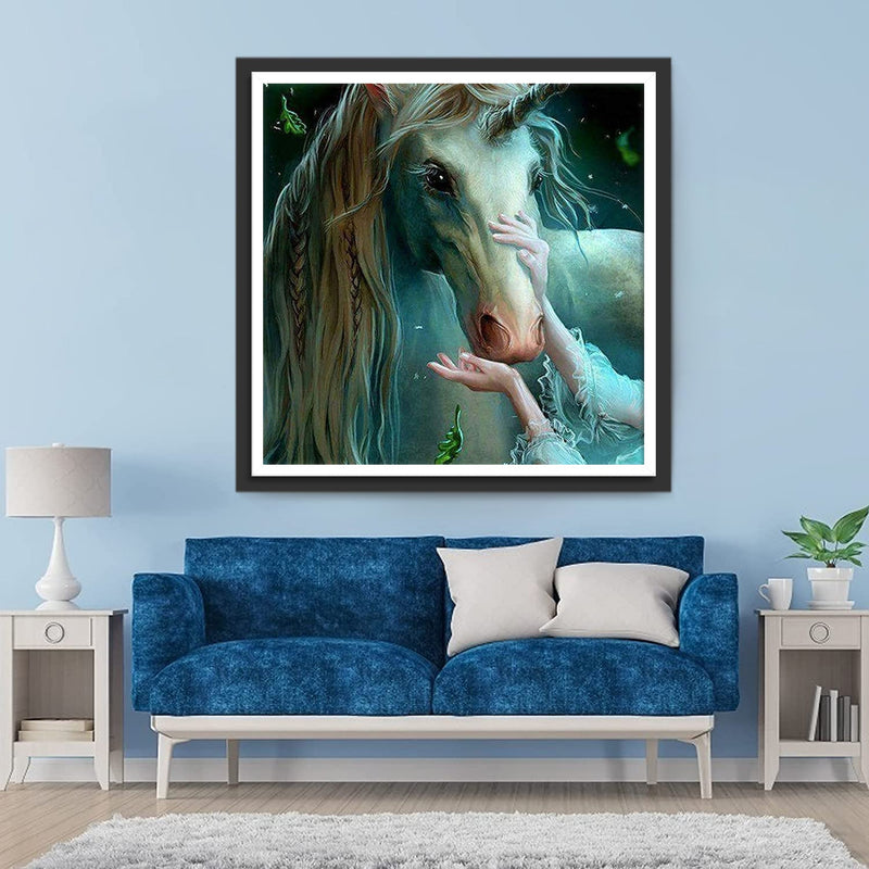 Fille Flattant Licorne Broderie Diamant
