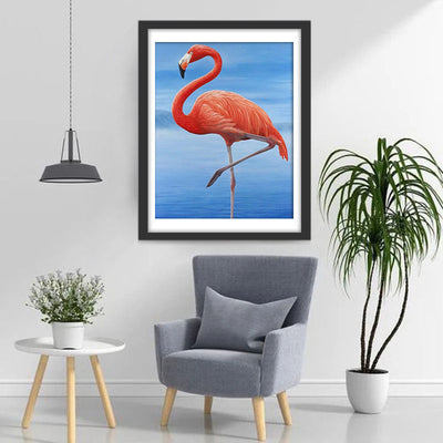 Flamant Debout sur un Pied Broderie Diamant