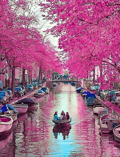 Fleurs et Bateaux Broderie Diamant