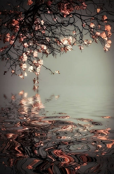 Fleurs et Leurs Reflets dans l'Eau Broderie Diamant
