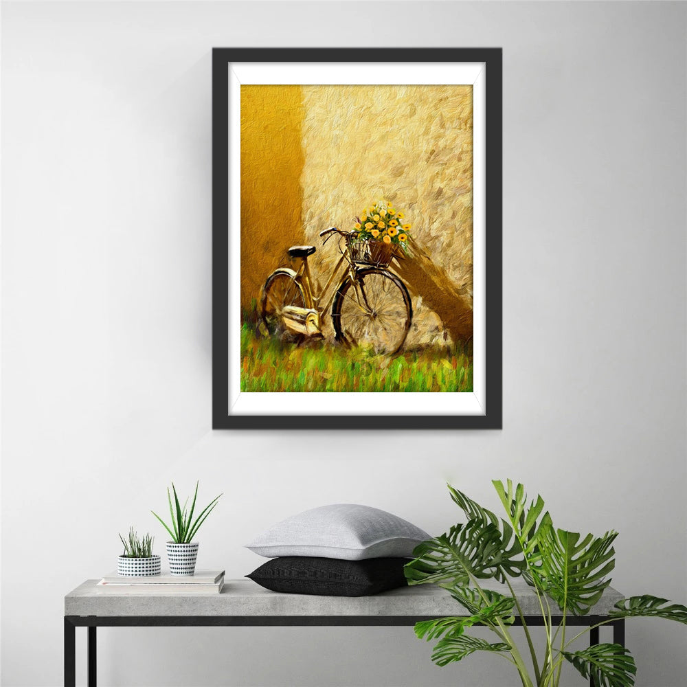 Fleurs Jaunes et Vélo Broderie Diamant