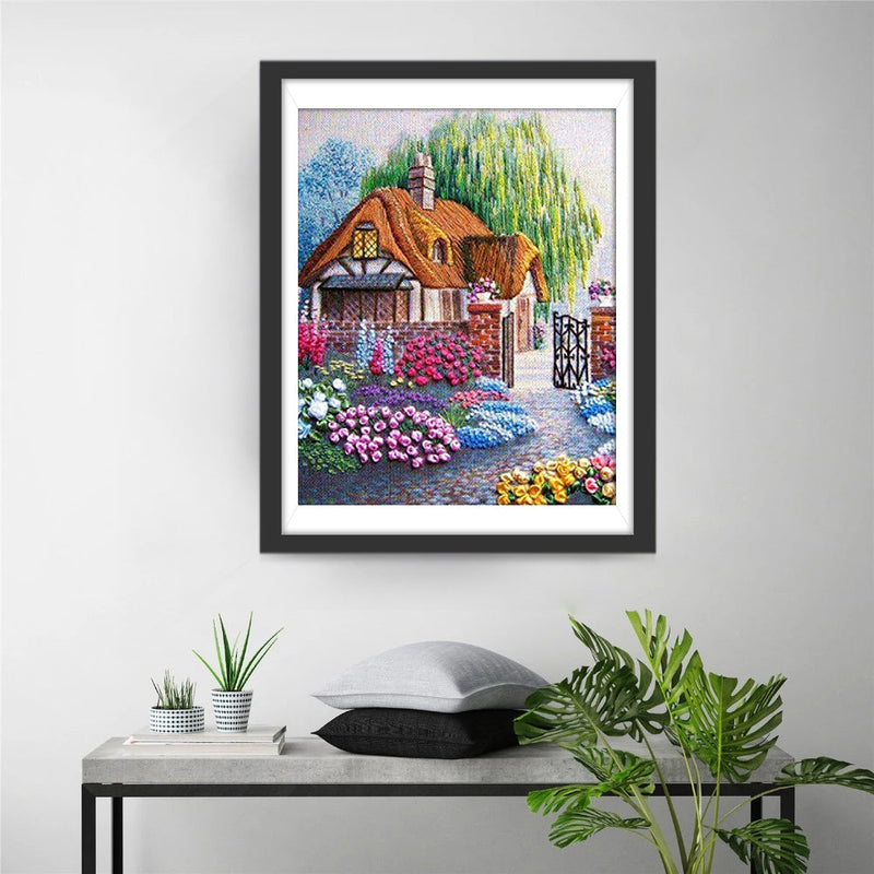 Fleurs Jolies et Jardin Paysage Broderie Diamant