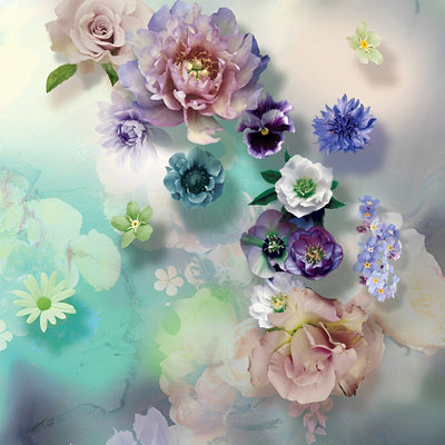 Fleurs Multicolores dans l'Eau Broderie Diamant