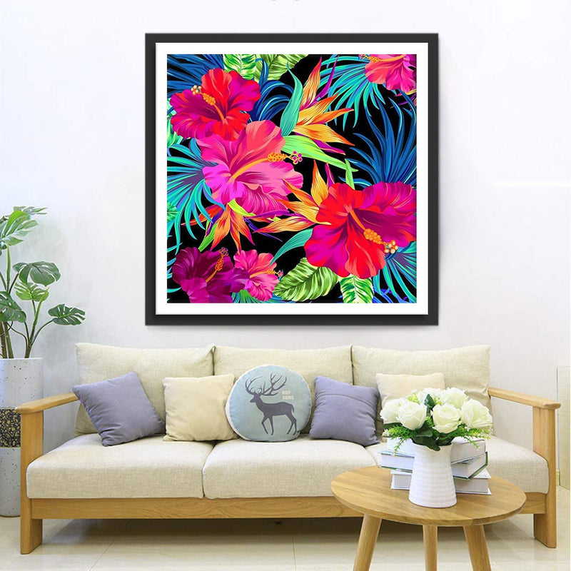 Fleurs Plantes Abstraites Broderie Diamant