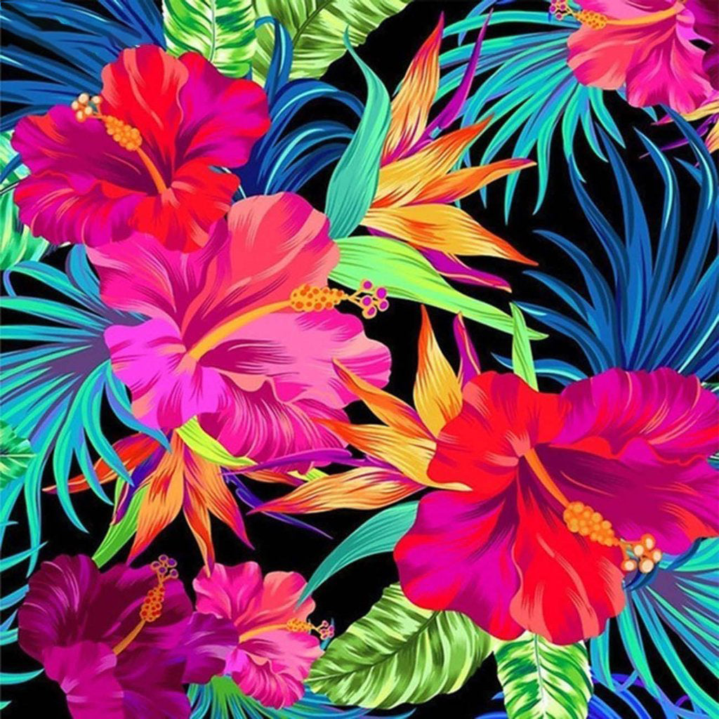 Fleurs Plantes Abstraites Broderie Diamant