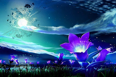 Fleurs Violettes Magnifiques Broderie Diamant
