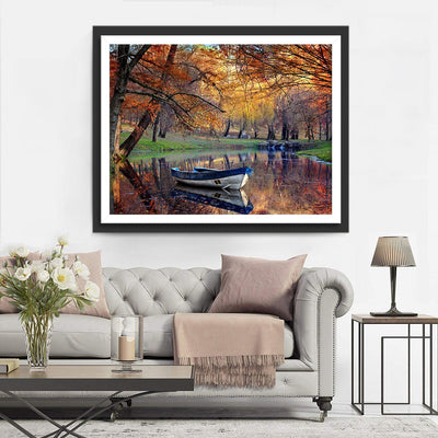 Forêt d'Automne et Ruisseau Broderie Diamant
