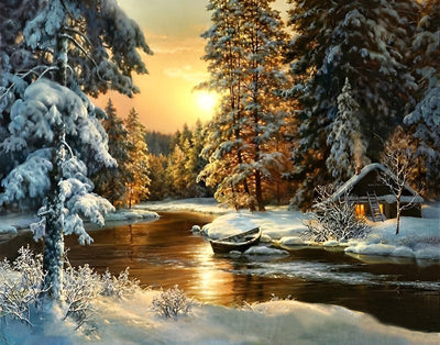 Forêt d'Hiver Broderie Diamant