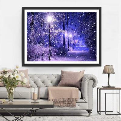 Forêt dans la Neige Broderie Diamant