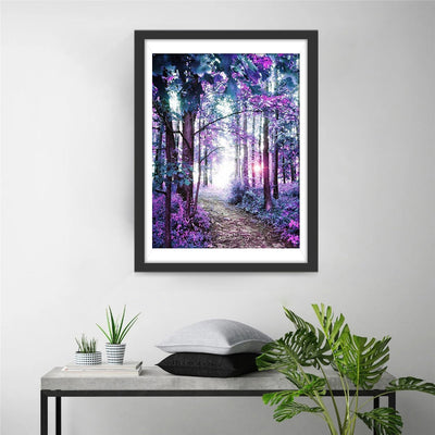 Forêt de Fleurs Violettes Broderie Diamant
