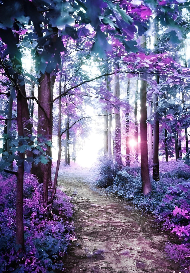 Forêt de Fleurs Violettes Broderie Diamant