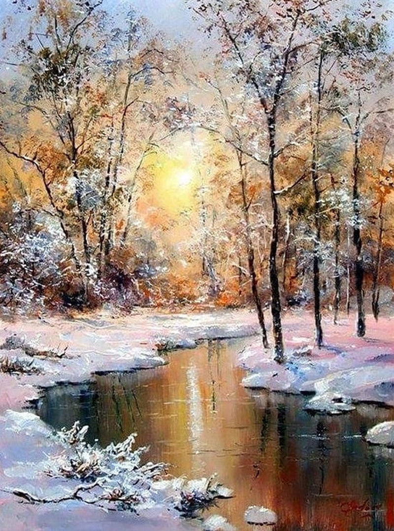 Forêt de Neige Broderie Diamant