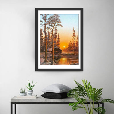 Forêt de Pins au Petit Matin Broderie Diamant