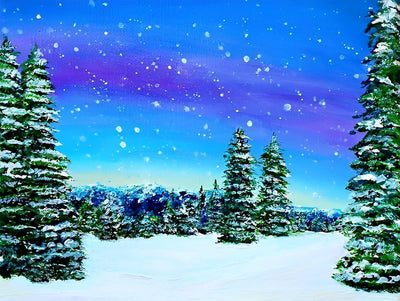 Forêt de Pins dans la Neige Broderie Diamant
