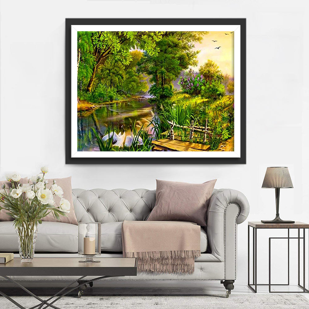 Forêt et Gruidé Broderie Diamant