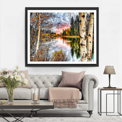 Forêt et Lac Broderie Diamant