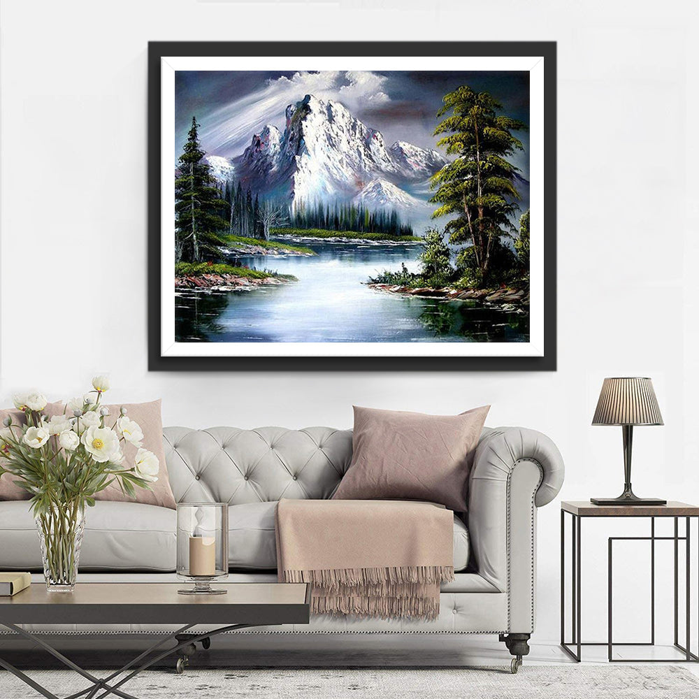 Forêt et Montagnes de Neige Broderie Diamant