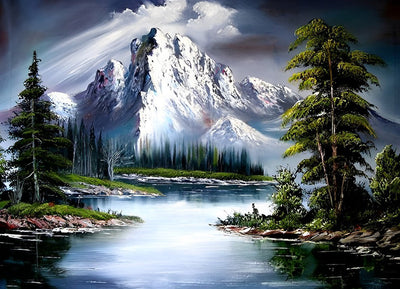 Forêt et Montagnes de Neige Broderie Diamant