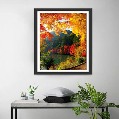 Forêt Jaune, Rouge et Vert Broderie Diamant