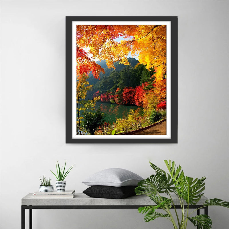 Forêt Jaune, Rouge et Vert Broderie Diamant