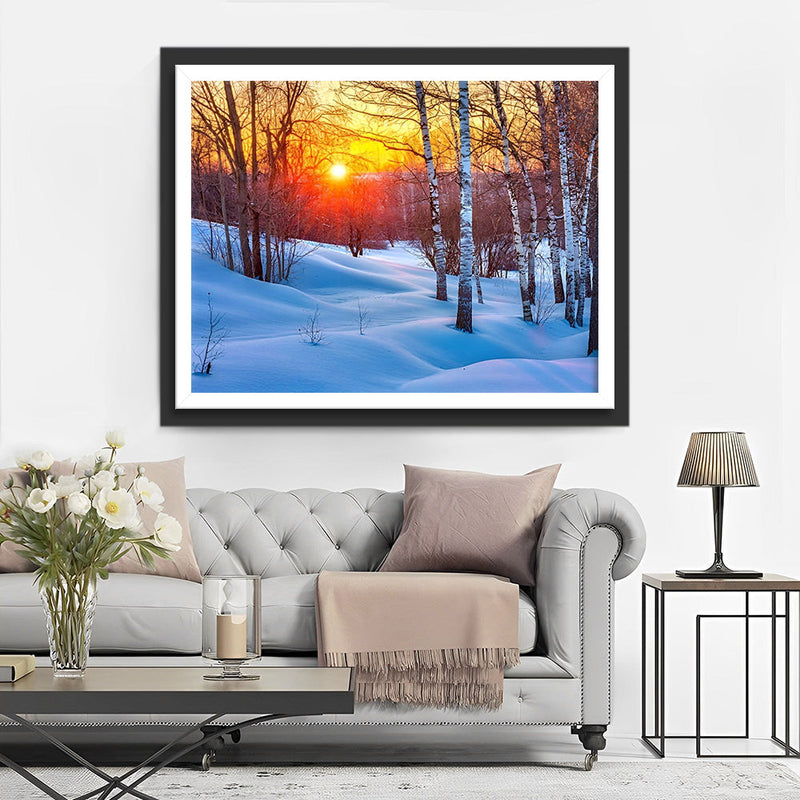 Forêt Paysage dans la Neige Broderie Diamant