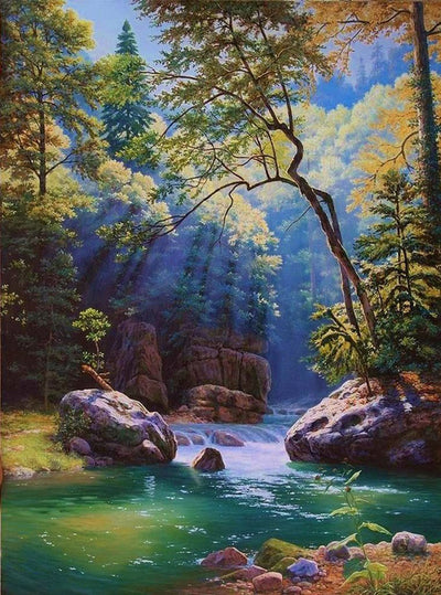 Forêt sous le Soleil Broderie Diamant