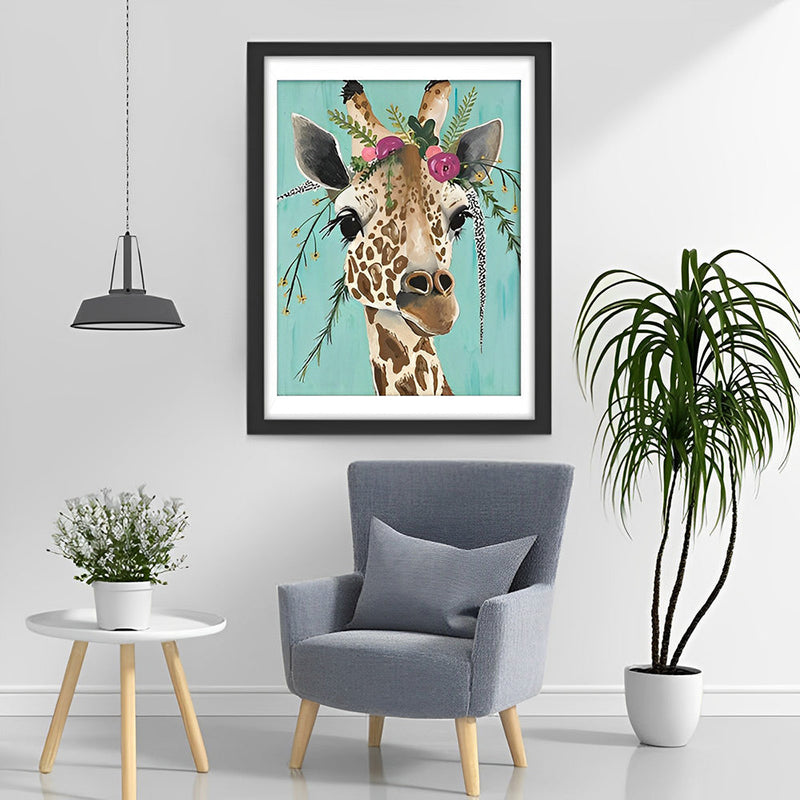 Girafe avec une Couronne Broderie Diamant