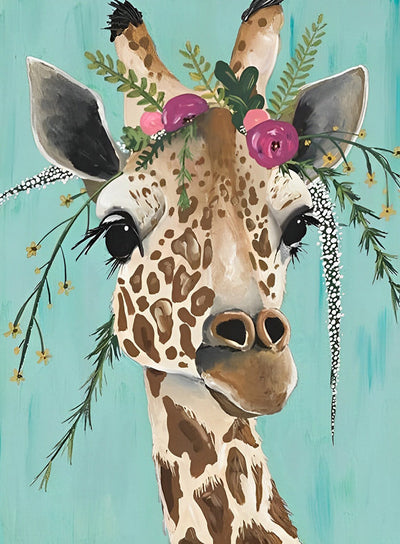 Girafe avec une Couronne Broderie Diamant
