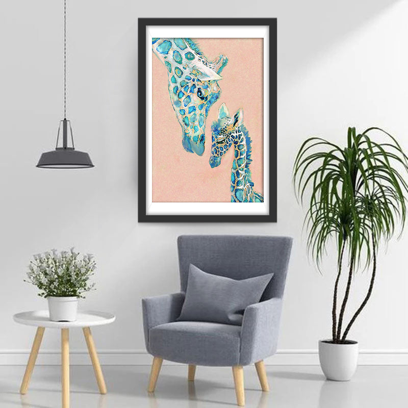 Girafe en Taches Bleues Broderie Diamant