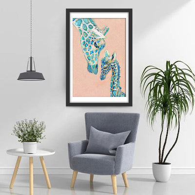 Girafe en Taches Bleues Broderie Diamant