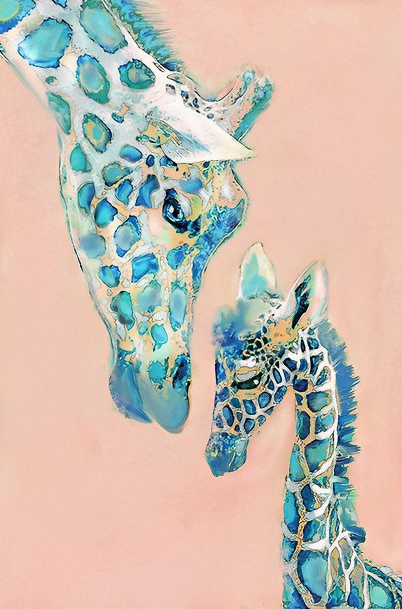 Girafe en Taches Bleues Broderie Diamant