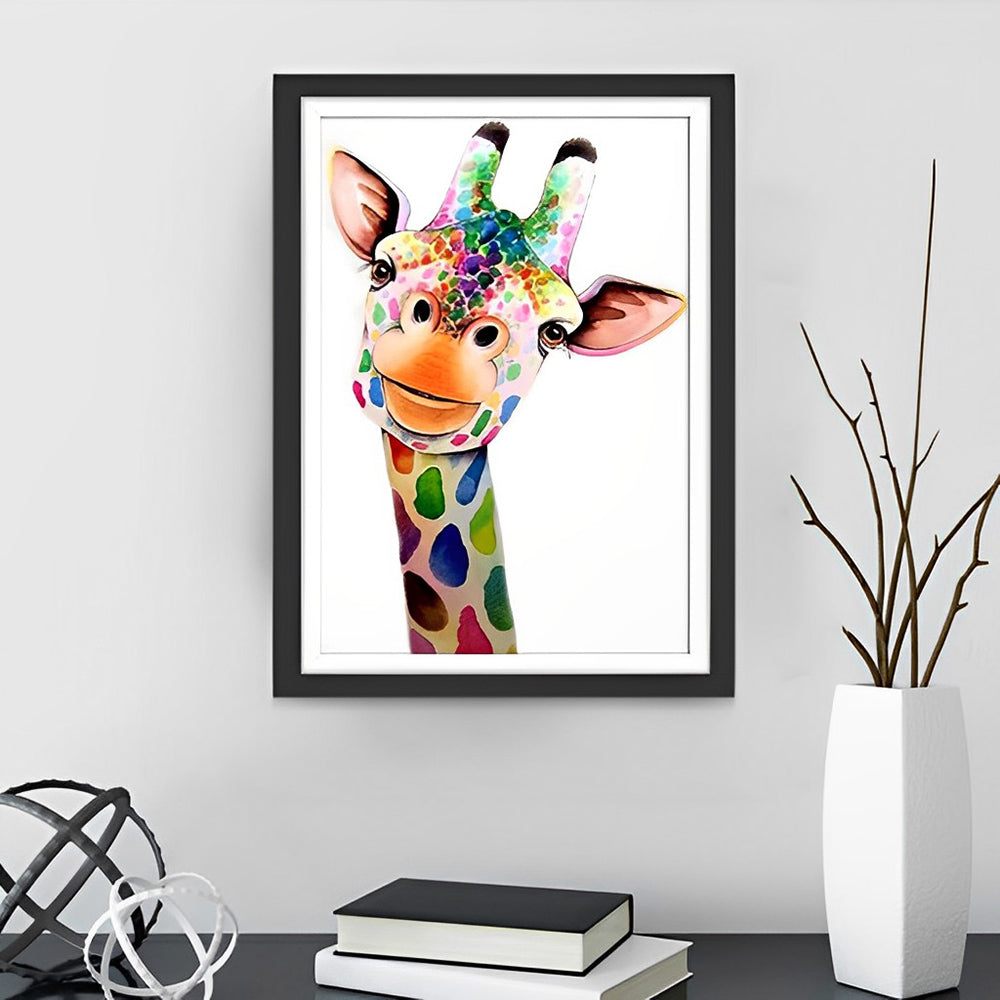Girafe en Taches Multicolores Broderie Diamant