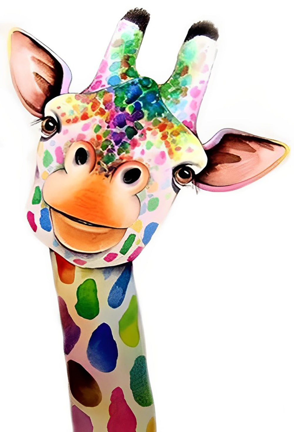 Girafe en Taches Multicolores Broderie Diamant