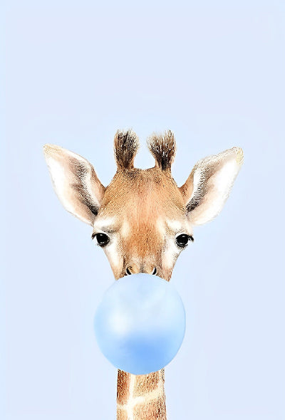 Girafe et Ballon Bleu Broderie Diamant