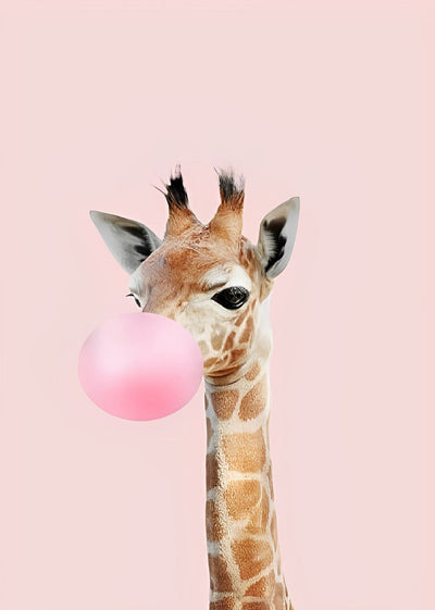 Girafe et Ballon Rose Broderie Diamant