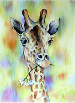 Girafe Mangeant la Marguerite Broderie Diamant