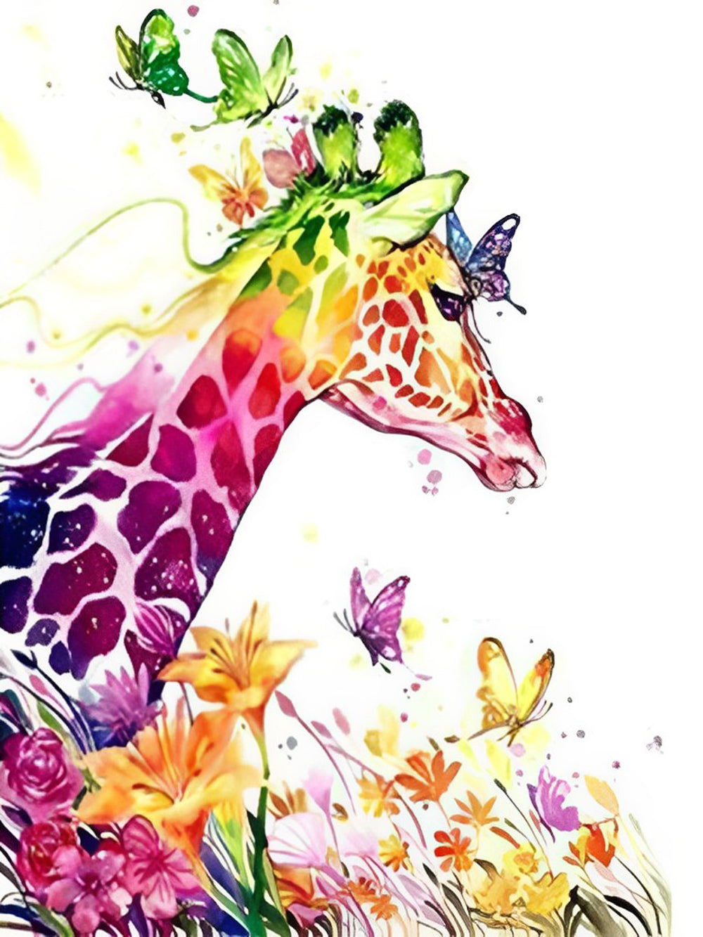 Girafe Multicolore Broderie Diamant