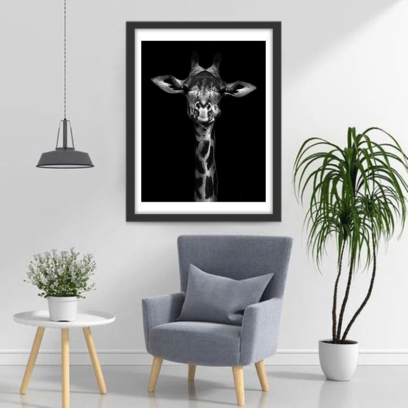 Girafe Noire et Blanche Broderie Diamant